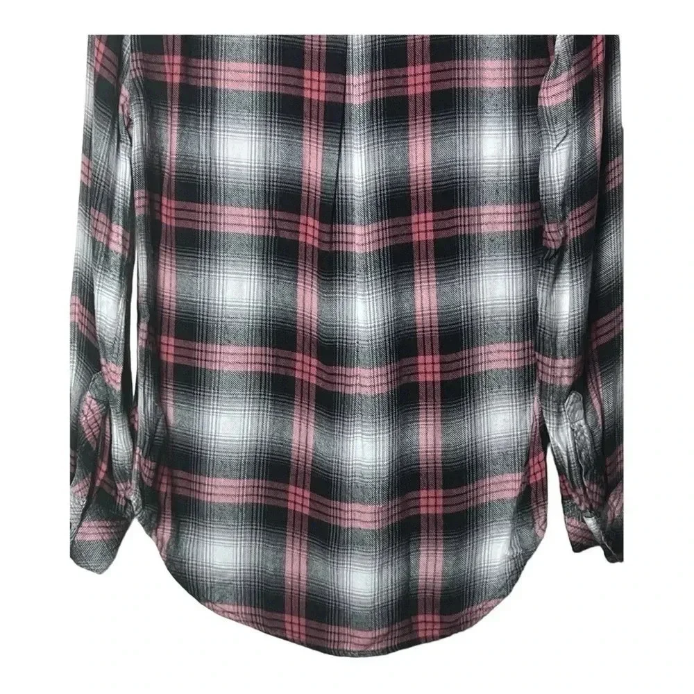 1498. RAILS HUNTER LONG SLEEVE‎ BUTTON UP TOP SIZE XSMALL PINK/BROWN/WHITE - Picture 11 of 11